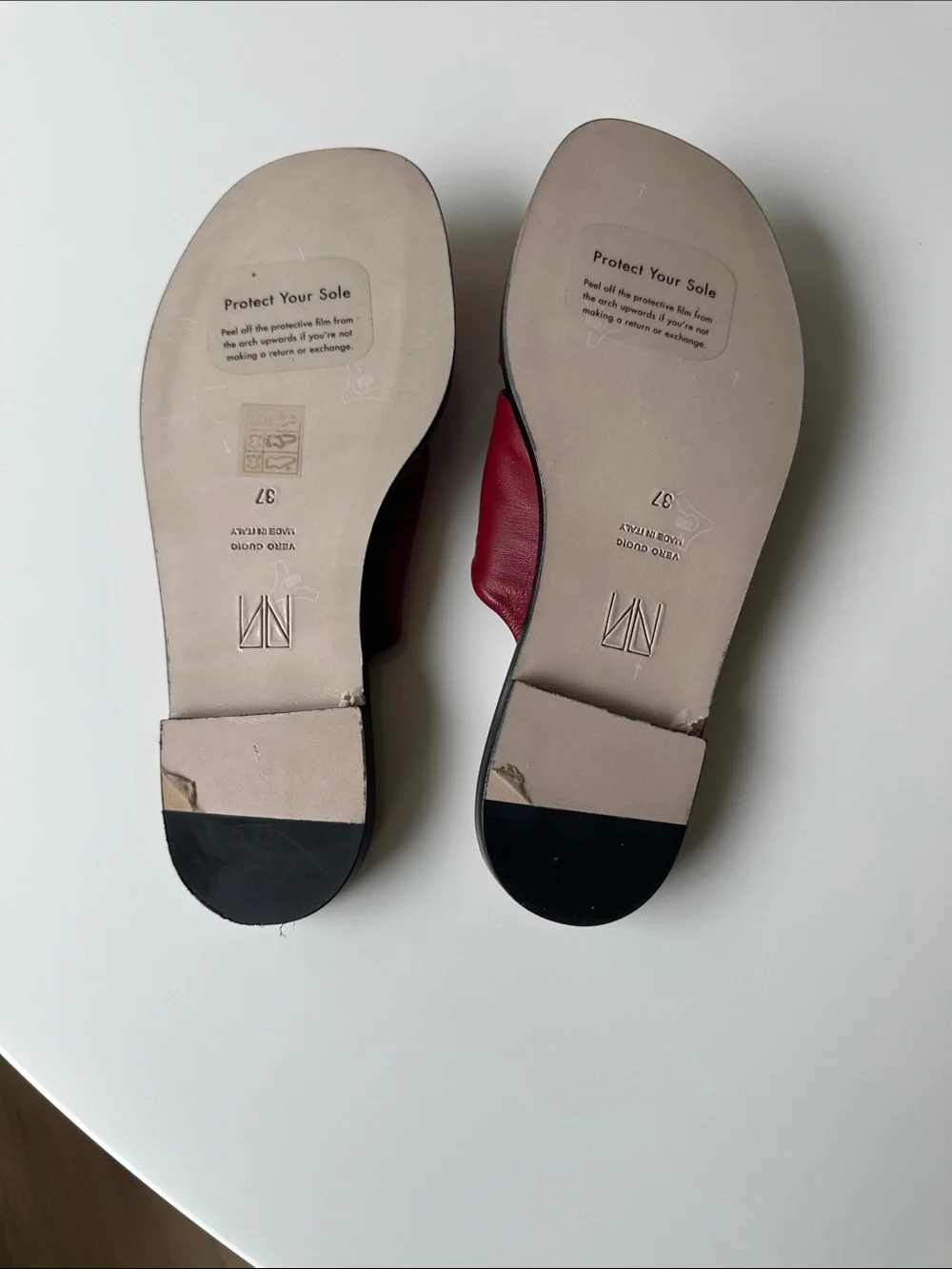 Tamara Mellon Wine Knotted Leather Slide Sandals NWT Sz.7